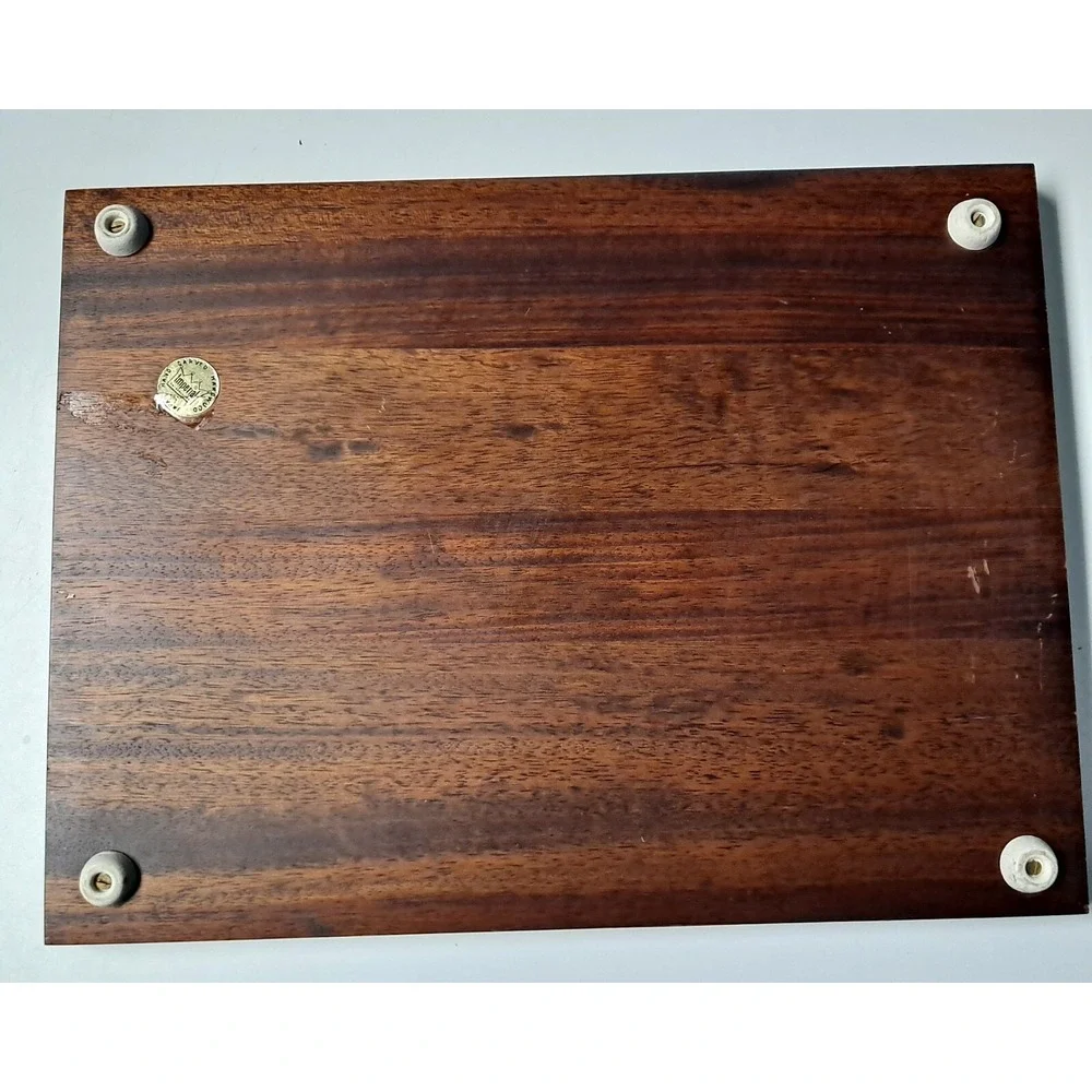Vitage Cheese Cracker Board Imperial  Floral Hand Carved Hard Wood‎ Japan 14.5